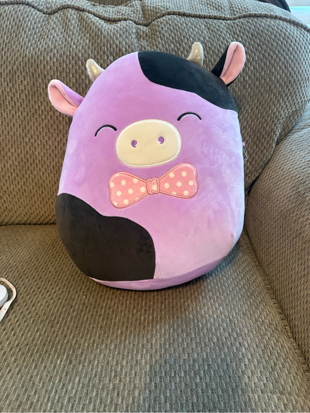 Purple Cow Plush Squishmallow with Bow Accent